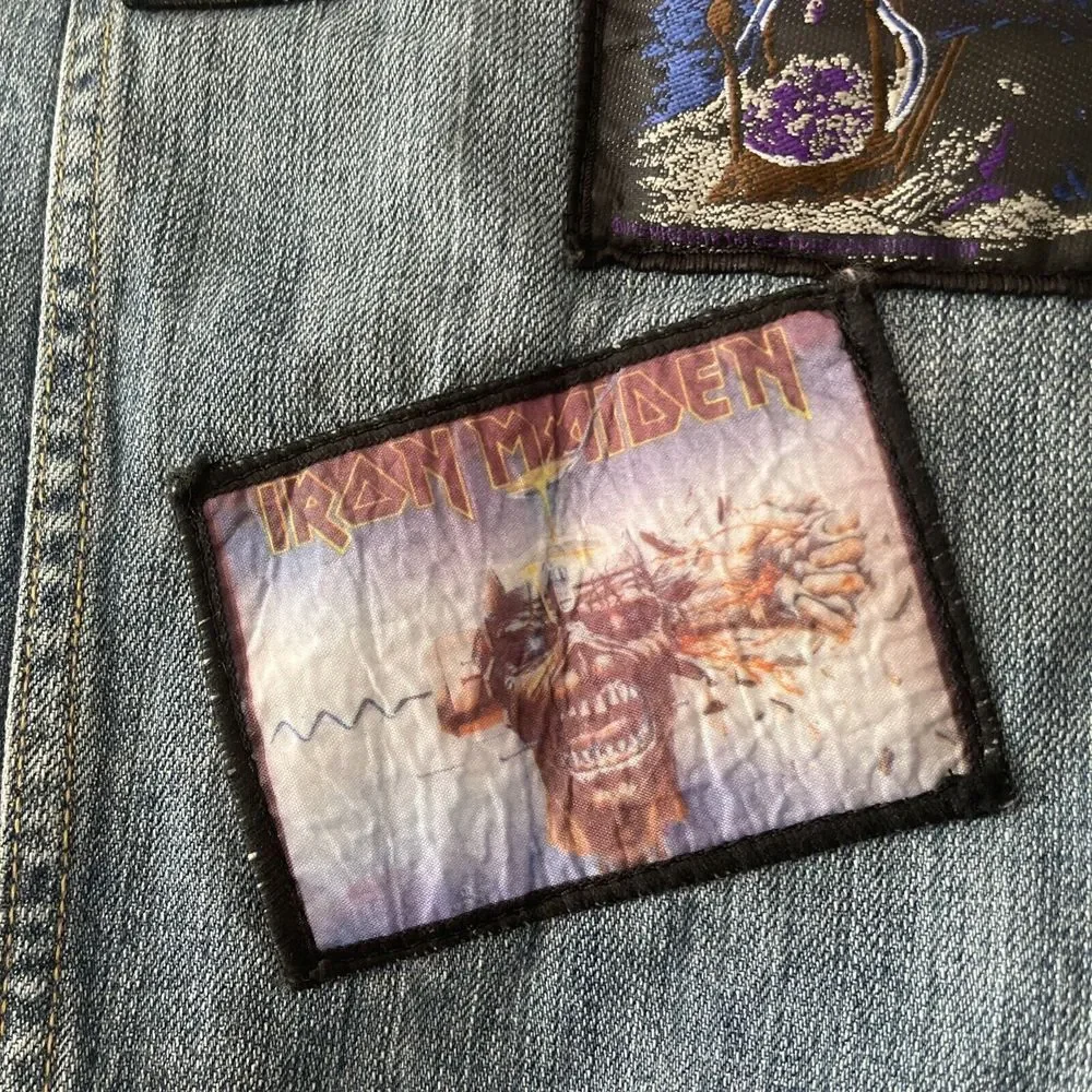 Kids Jacket‎ Denim Trucker Skater Rock N Roll Vintage Patches